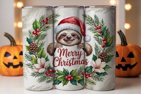 Christmas Sloth Tumbler Wrap Design Review