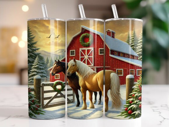 Country Horses Christmas Barn Tumbler Review