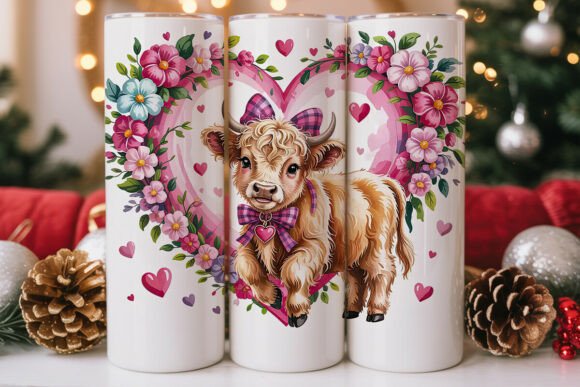 Cute Highland Cow Valentine Tumbler Wrap Design Review