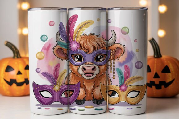 Highland Cow Mardi Gras Tumbler Wrap Design Review