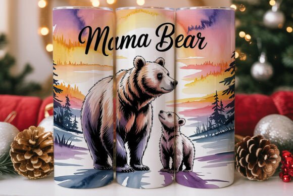 Mama Bear Sunset Watercolor Tumbler Wrap Design Review