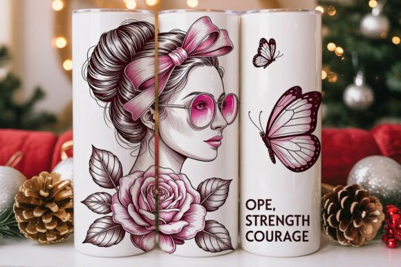 Pink Butterfly Woman Tumbler Wrap Design Review